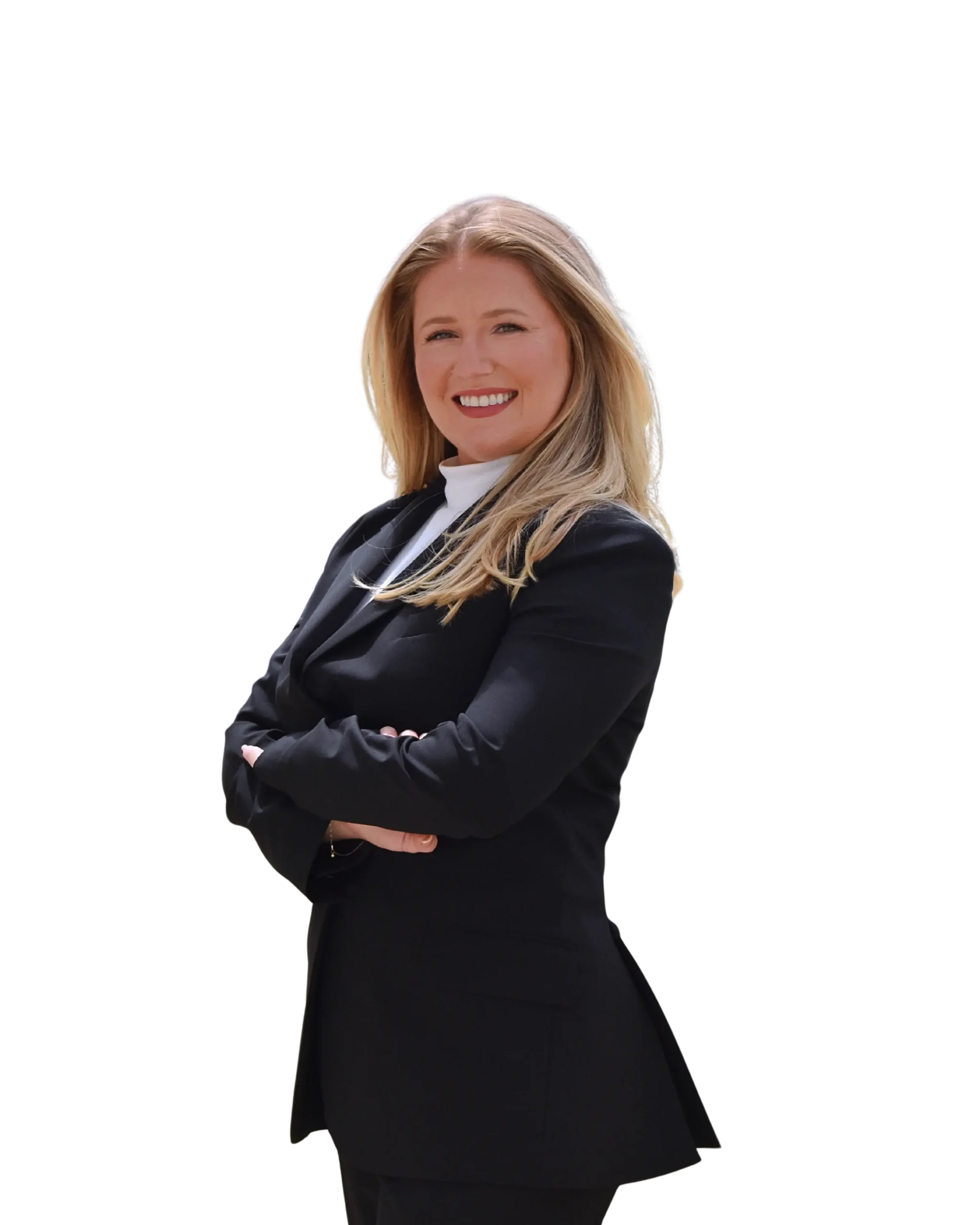 Siena M. Martinez, Esq., founder of Siena Law, P.C., standing with her arms crossed